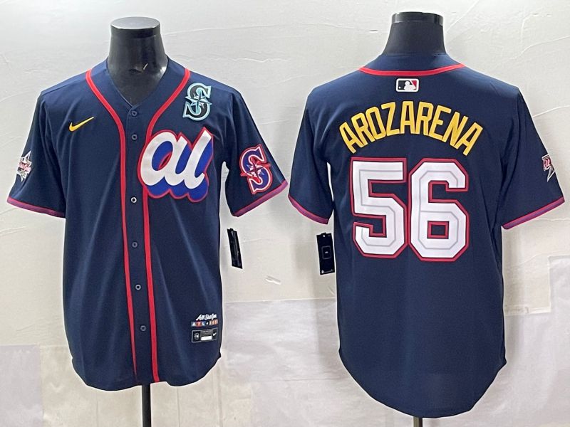 Men 2025 Seattle Mariners #56 Arozarena Drak Blue All star Nike MLB Jersey style 03->seattle mariners->MLB Jersey